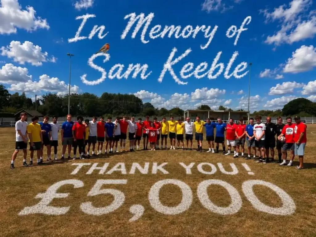 Players gathered at Swaffham Town Football Club for Sam Keeble’s charity football match, which raised £5,000
